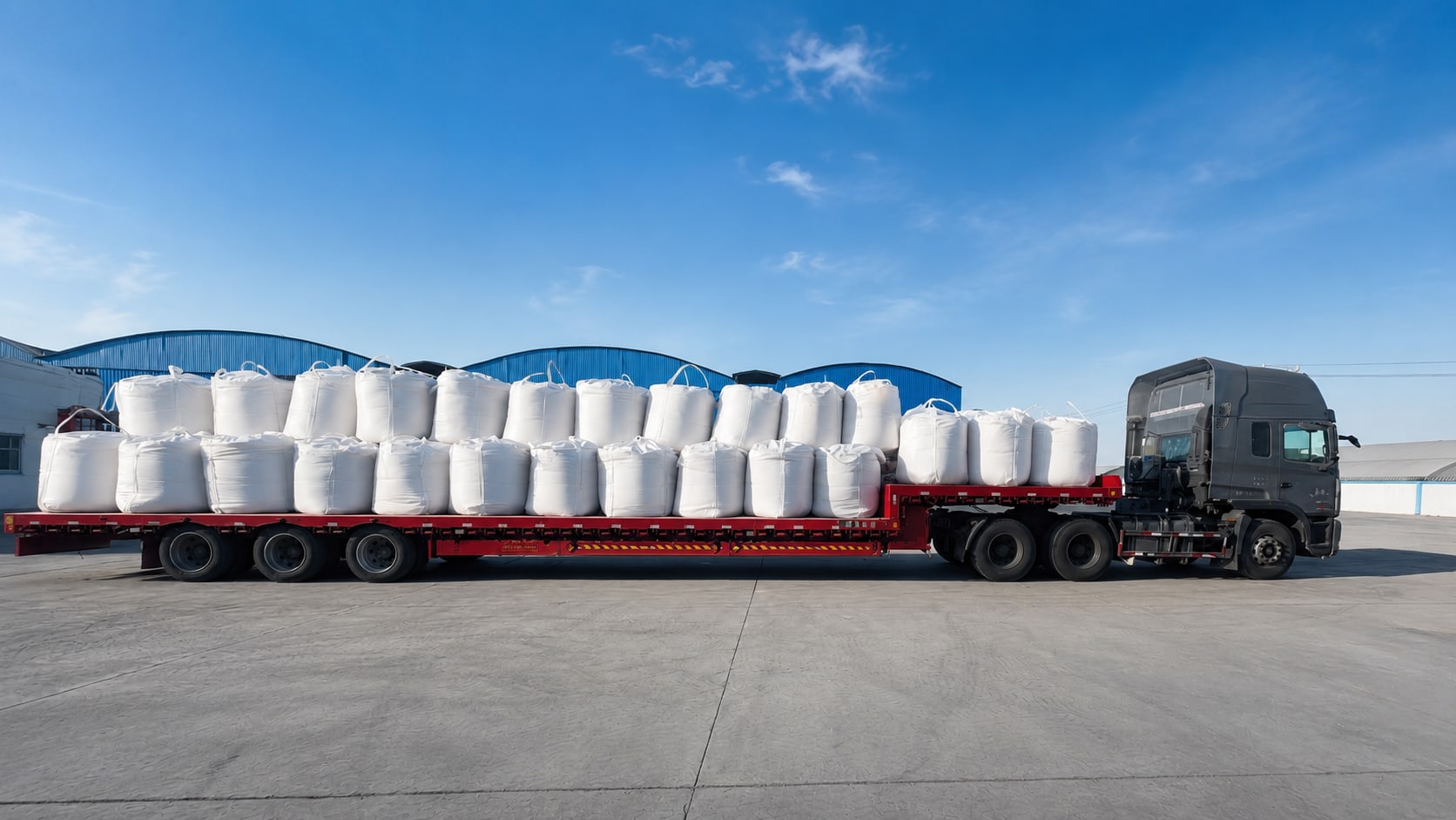 Industrial material packed in bulk bags for loading coordination