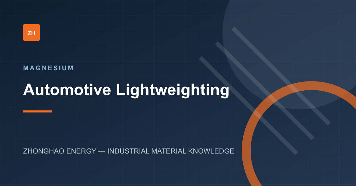 Editorial graphic about magnesium materials in automotive lightweighting