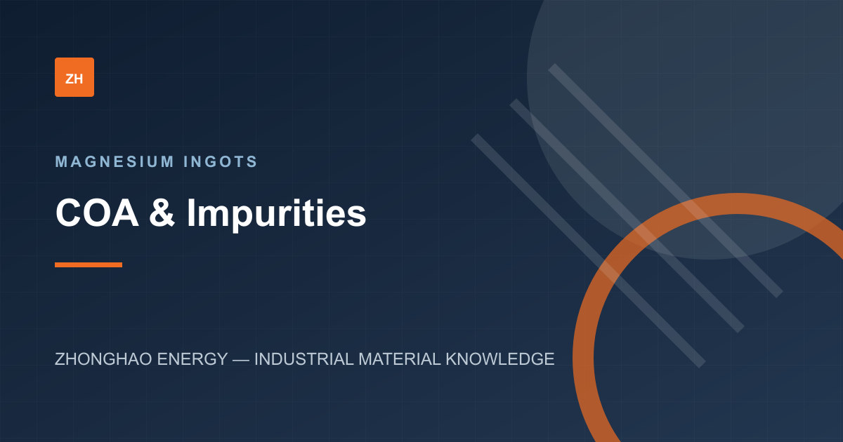 Editorial graphic representing magnesium ingot COA and impurity review