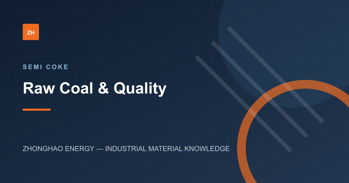 Editorial graphic connecting raw coal quality with semi coke performance